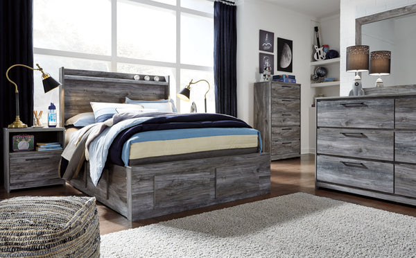 Baystorm - Gray - Full Panel Bed With 4 Storage Drawers