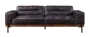 this modern industrial sofa set will look great in any contemporary space. Contrast stitching makes the antique ebony top grain leather upholstery pop