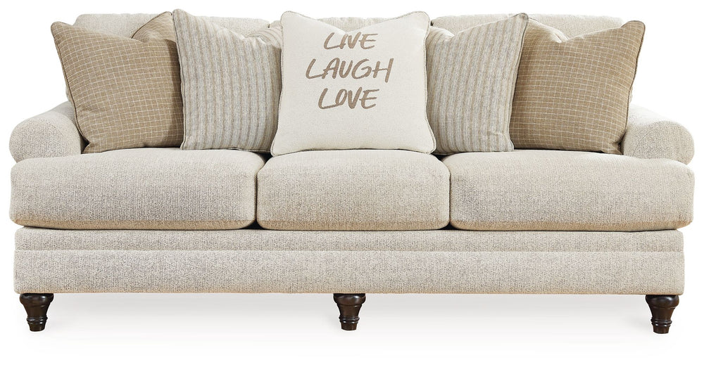 Seeking simple, transitional style? Enter this sofa. Its commitment to carefree comfort is right at home with your relaxed living room aesthetic. A subtle chevron effect elevates the everyday charm of the neutral fabric, while the deep, plush seats bring 