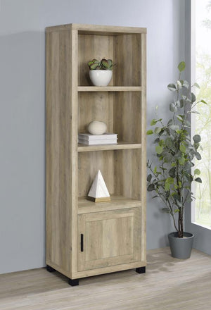  the Sachin media tower saves precious space in your compact or large living space. Make the most of a rustic look with a tower built of wood products with engineered veneer. Earth-inspired finishes mesh wit
