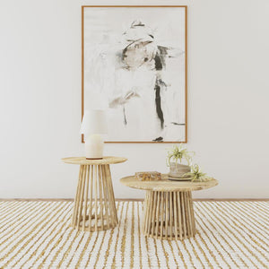 Touhy - Round Solid Wood End Side Table - Natural Mango
