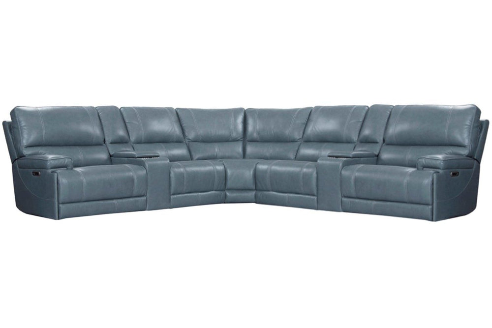 Even commercials are more tolerable when you-'re relaxing in the plush comfort of this six-piece sectional seating group. You-'ll love the luxury of its two power recliners on each end that feature power headrests. Between those, you-'ll find and armless 
