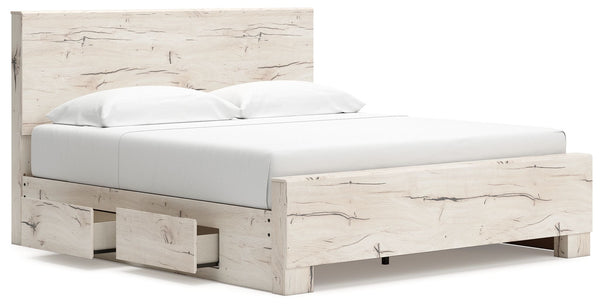 Lawroy - Light Natural - King Panel Bed With 2 Under Bed Storage Units