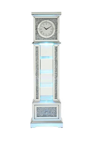 Noralie - Grandfather Clock - Mirrored & Faux Diamonds - Wood
