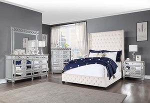 Fabrice - Queen Bed - Beige Velvet