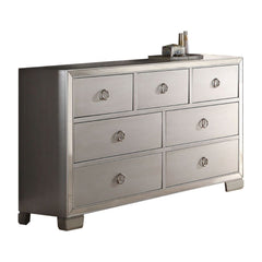 7 Drw Drawer: GLIDE Center Metal (Ext 2/3), DT French Back Only (Corner Block), Felt-Lined Not Included Mirror Trim: Front Case Wooden Tapered Leg: 4-" x 4-" x 3-" (110 x 100 x 70mm) Construction Wood Case-Leg: Mirrored Trim, Panels PB, Moldings: Wood (Rb