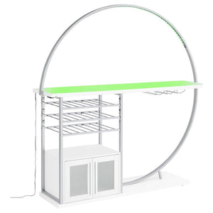 Risley - 2-Door Circular LED Home Bar Cabinet High Gloss - White