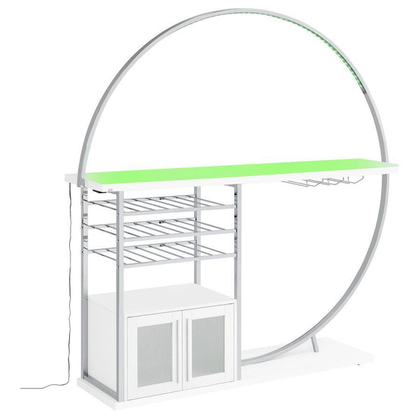 Risley - 2-Door Circular LED Home Bar Cabinet High Gloss - White