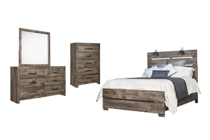 The Misty Lodge 4-Piece Bedroom Set in Greige offers a comprehensive solution for furnishing your bedroom with style and functionality. This set includes a Bed, Dresser, Mirror, and Chest, all designed to complement each other seamlessly. Crafted with dur