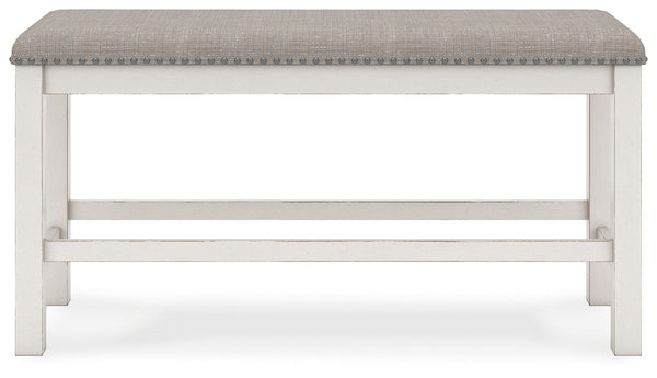Robbinsdale - Antique White - Dbl Counter Height Upholstered Dining Bench