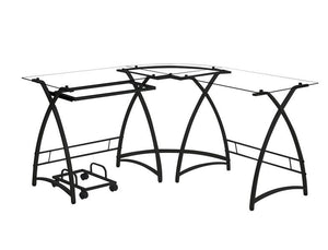Dazenus - Desk - Clear Glass & Black Finish