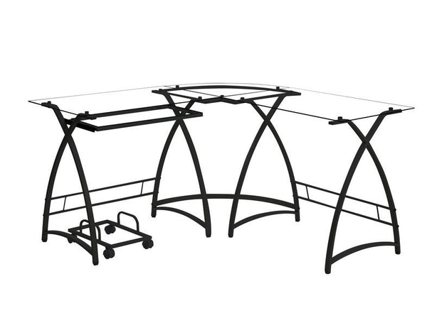 Dazenus - Desk - Clear Glass & Black Finish