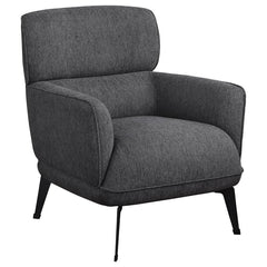 Check all the boxes for a comfortable and stylish addition to your living space. This chic accent chair reflects the best of both modern and transitional style elements. Gorgeous upholstery covers a chair made of wood products and padded with foam to crea