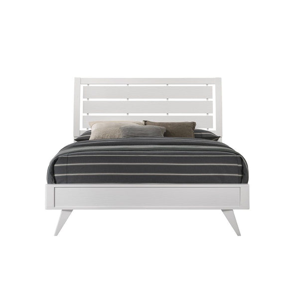  the Cerys offers sleek clean lines for a contemporary take. The low-profile bed features a slatted headboard that makes the bed appear airy. Tying in the whole collection are the squared wooden tapered legs providing a stylish visua