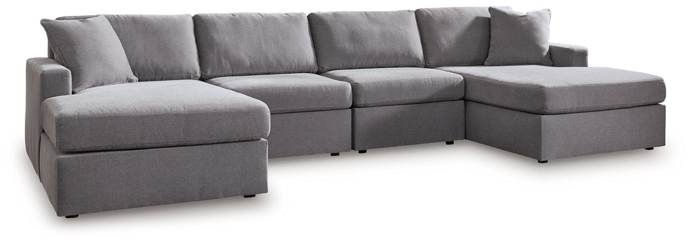 Looking cool and contemporary is great. But when it comes down to it, youâ€™re all about low-maintenance lounging. With the performance fabric on this sectional with chaise, cleaning spills is a breeze. Its customizable modular design caters to your ever-