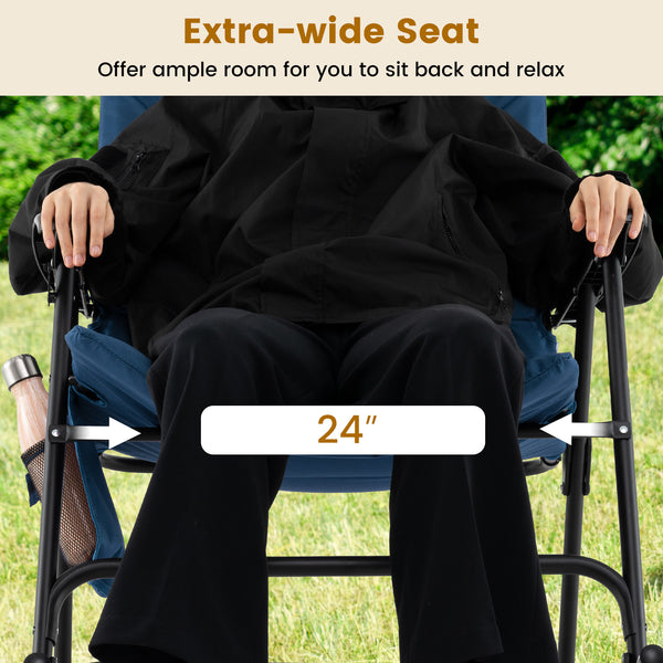 Â The 24â€ extra-wide seat offers ample room for you to sit back and relax<br>Â Ensure stable and reliable support with q sturdy metal frame<br>Â Hold up to 500 lbs strong loading capacity for most users<br>Â The smooth rocking motion provides you with u