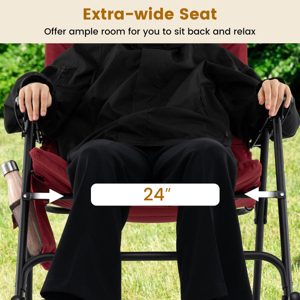 Â The 24â€ extra-wide seat offers ample room for you to sit back and relax<br>Â Ensure stable and reliable support with q sturdy metal frame<br>Â Hold up to 500 lbs strong loading capacity for most users<br>Â The smooth rocking motion provides you with u
