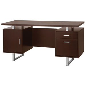 Glavan Contemporary Double Pedestal Office Desk with Metal Sled Legs & Floating Desk Top