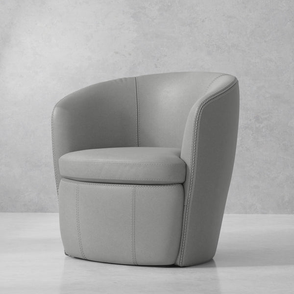 Barolo - Steamboat Ice 100% Italian Leather Swivel Club Chair