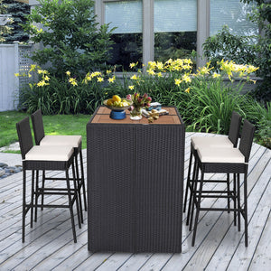 Delivery time may vary per box because of 2 boxes shipment <br>The second box includes all needed screws <br>Space-saving design by tucking bar stools under the table <br>Selected PE wicker for modern appearance and weather resistance <br>Come with solid 