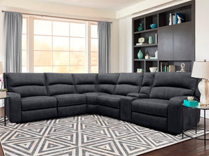 Polaris - Slate 6 Piece Modular Power Reclining Sectional with Power Adjustable Headrests