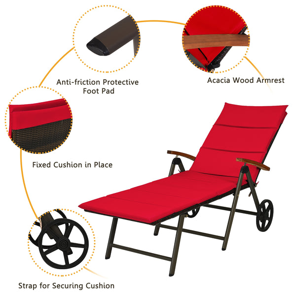Sturdy aluminum construction holds up to 385 lbs<br>Ergonomic backrest with armrest fits your body curve to a better enjoyment<br>Soft non-woven cushion  provides a more comfortable relax<br>Environmentally friendly PE rattan  breathable and waterproof  s
