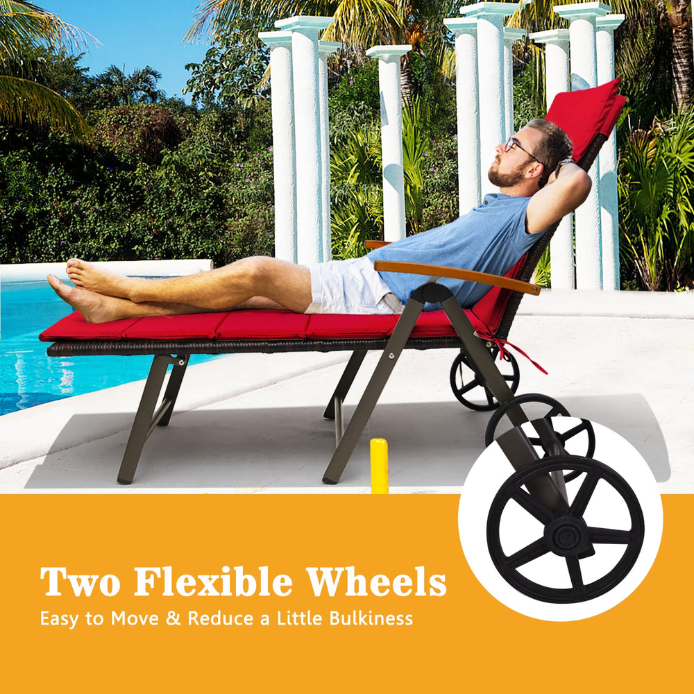 Sturdy aluminum construction holds up to 385 lbs<br>Ergonomic backrest with armrest fits your body curve to a better enjoyment<br>Soft non-woven cushion  provides a more comfortable relax<br>Environmentally friendly PE rattan  breathable and waterproof  s