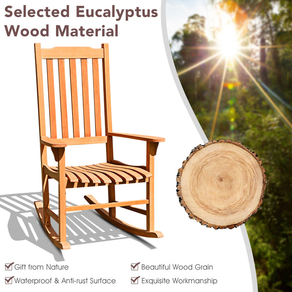 This patio rocking chair can bring a brand new experience to your miniature garden! Â  The image of you is drinking a cup of tea and appreciating your flowers lying on the outdoor rocking chair. This rocking chair is designed with a contoured slatted seat