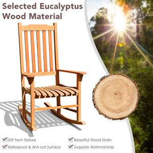 This patio rocking chair can bring a brand new experience to your miniature garden! Â  The image of you is drinking a cup of tea and appreciating your flowers lying on the outdoor rocking chair. This rocking chair is designed with a contoured slatted seat