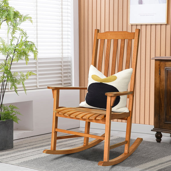 This patio rocking chair can bring a brand new experience to your miniature garden! Â  The image of you is drinking a cup of tea and appreciating your flowers lying on the outdoor rocking chair. This rocking chair is designed with a contoured slatted seat
