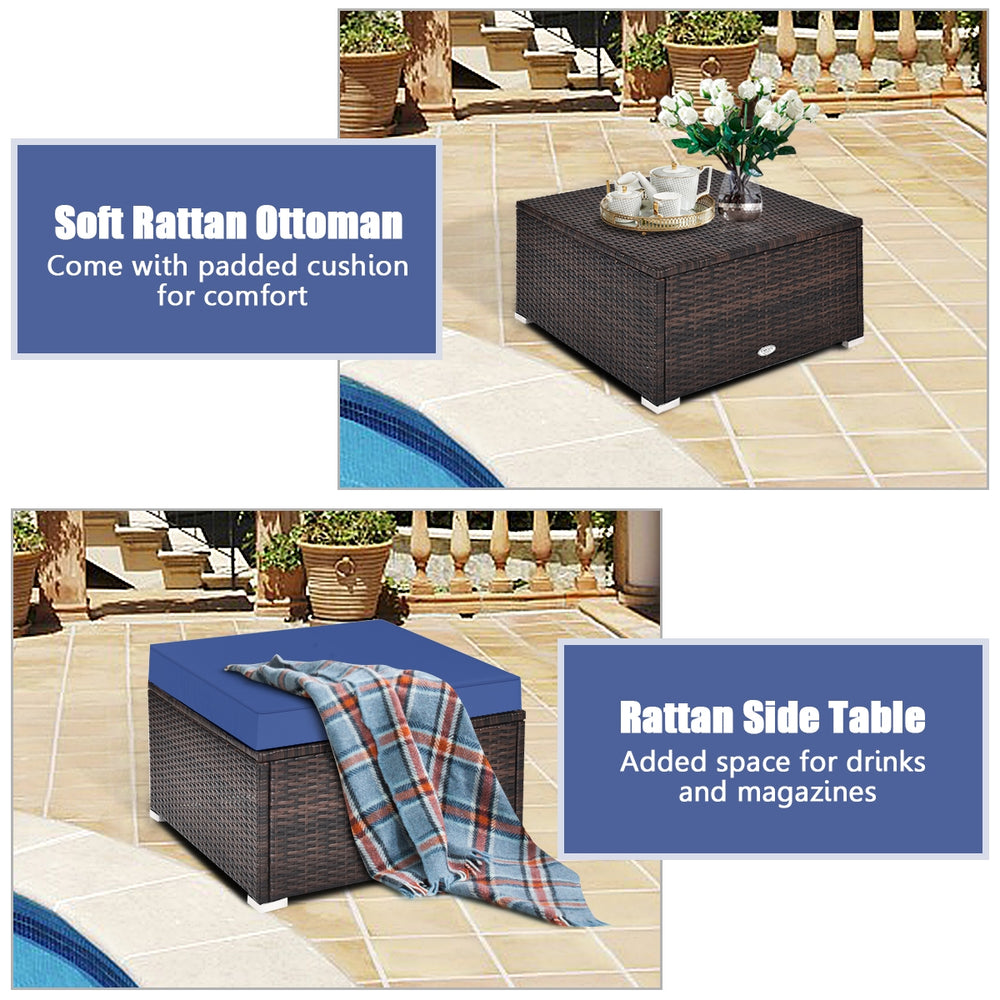 Includes 2 corner sofas  1armless table and 1 ottoman for versatile use<br>Sturdy powder-coated steel frame provides strong durability and stability<br>All-weather and wear-resistant PE rattan provides a long service life<br>Thick and soft sponge padded c