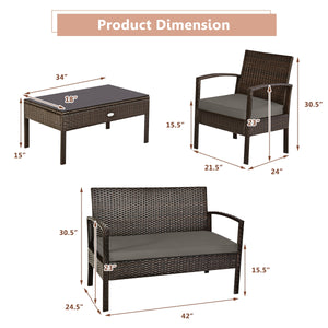 Made of sturdy and solid steel frame with all weather PE rattan  this patio rattan furniture set can keep stability and durability for long time use. Â  Breathable and soft cushions will hold you comfortably and the cover of cushion can be removed with sm