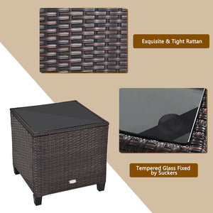 The strong and sturdy steel frame ensures the sturdiness of the set<br>Hand-woven rattan can withstand moderate rain or wind in outdoor<br>A wide armrest in suitable height is good for supporting and relaxing your arm<br>Thick and soft cushion with a high
