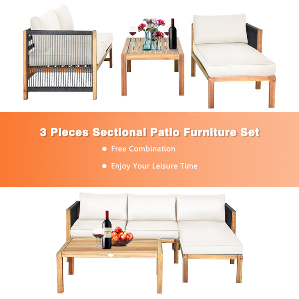 We commit to design a sofa set with elegant appearance to create a private corner. Â  Made of premium acacia wood  the frame is sturdy and durable for long time use. And it is stable with large weight capacity. The set comes with extra thick and high-resi