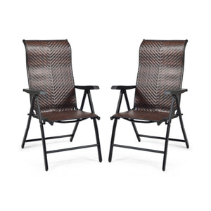This folding rattan chair is perfect for indoor or outdoor leisure time with your family or friends in backyard  garden  poolside and more. Â  Made of high-standard steel frame with powder-coated finish  this chair has high stability and strong durability