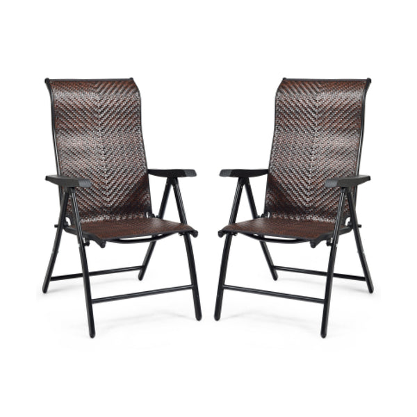 This folding rattan chair is perfect for indoor or outdoor leisure time with your family or friends in backyard  garden  poolside and more. Â  Made of high-standard steel frame with powder-coated finish  this chair has high stability and strong durability