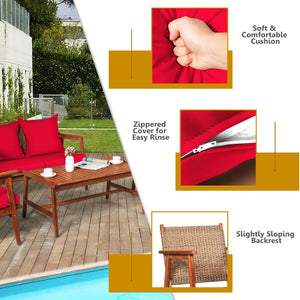 Including 2 x Single sofa  1 x Loveseat  1 x Coffee table  4 x Seat cushion  4 x Back cushion  1 x User guide<br>Hand-woven rattan is breathable and comfortable<br>Thick and soft cushions will provide you excellent comfort<br>Cover with the zipper of the 
