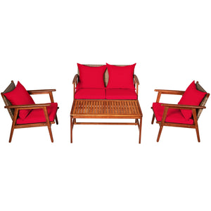 Including 2 x Single sofa  1 x Loveseat  1 x Coffee table  4 x Seat cushion  4 x Back cushion  1 x User guide<br>Hand-woven rattan is breathable and comfortable<br>Thick and soft cushions will provide you excellent comfort<br>Cover with the zipper of the 