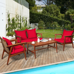 Including 2 x Single sofa  1 x Loveseat  1 x Coffee table  4 x Seat cushion  4 x Back cushion  1 x User guide<br>Hand-woven rattan is breathable and comfortable<br>Thick and soft cushions will provide you excellent comfort<br>Cover with the zipper of the 