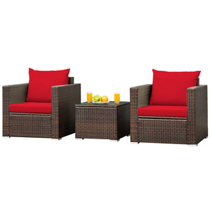 Made of sturdy steel and premium rattan  the sofa set is sturdy and durable which can be used for a long time. Â  Comes with a tempered glass top table  not only can you place some drinks or snacks on the hard tabletop to take conveniently but also some d