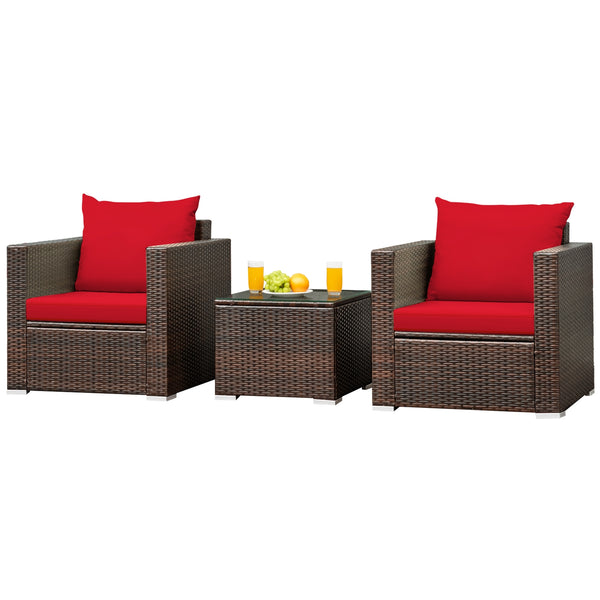 Made of sturdy steel and premium rattan  the sofa set is sturdy and durable which can be used for a long time. Â  Comes with a tempered glass top table  not only can you place some drinks or snacks on the hard tabletop to take conveniently but also some d