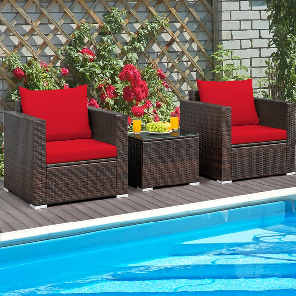 Made of sturdy steel and premium rattan  the sofa set is sturdy and durable which can be used for a long time. Â  Comes with a tempered glass top table  not only can you place some drinks or snacks on the hard tabletop to take conveniently but also some d