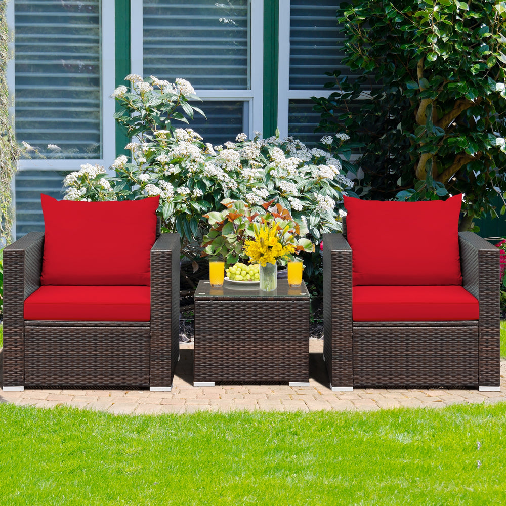 Made of sturdy steel and premium rattan  the sofa set is sturdy and durable which can be used for a long time. Â  Comes with a tempered glass top table  not only can you place some drinks or snacks on the hard tabletop to take conveniently but also some d