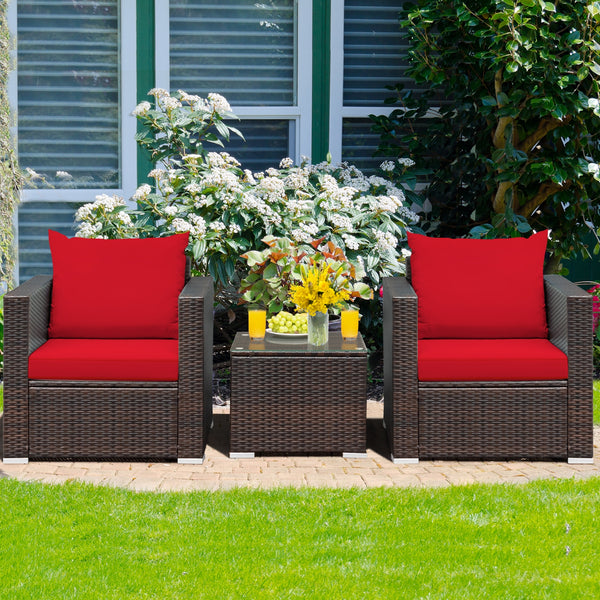 Made of sturdy steel and premium rattan  the sofa set is sturdy and durable which can be used for a long time. Â  Comes with a tempered glass top table  not only can you place some drinks or snacks on the hard tabletop to take conveniently but also some d