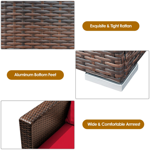 Made of sturdy steel and premium rattan  the sofa set is sturdy and durable which can be used for a long time. Â  Comes with a tempered glass top table  not only can you place some drinks or snacks on the hard tabletop to take conveniently but also some d