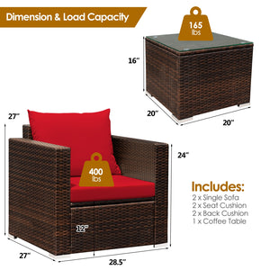 Made of sturdy steel and premium rattan  the sofa set is sturdy and durable which can be used for a long time. Â  Comes with a tempered glass top table  not only can you place some drinks or snacks on the hard tabletop to take conveniently but also some d