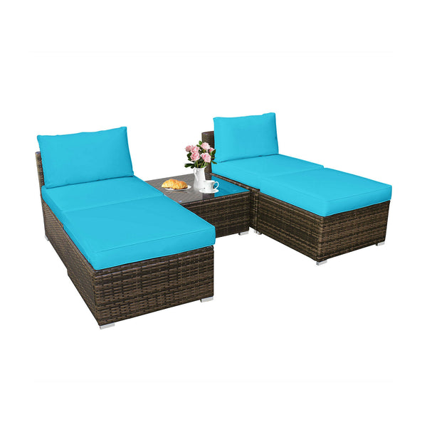 Power coated and solid steel frame adds sturdiness of the set<br>Tight and hand-woven rattan to withstand the change of weather<br>Exquisite table has a removable glass which is easy to clean<br>Aluminum feet at bottom protect bottom rattan and prevent sl