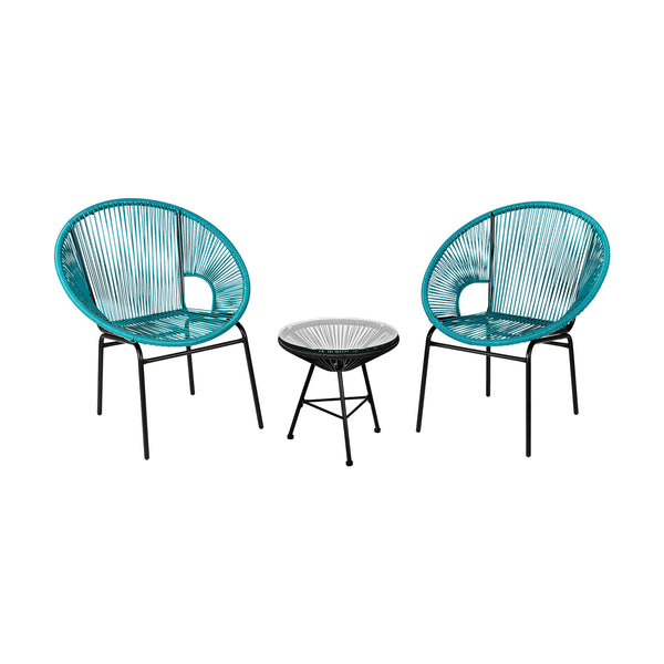 Constructed with sturdy steel pipe featuring high solidness and stability while also being waterproof <br>Made of high-quality plastic rope which has excellent weather resistance and is suitable for outdoor use <br>Chairs with ergonomic backrest for ultra