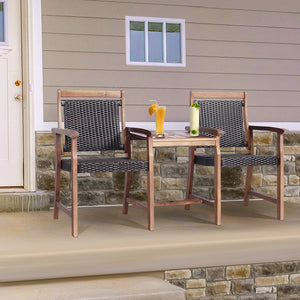 Acacia wood structure with PE wicker for extended service time <br>Rattan seats and backrests are more comfortable to use during the hot summer <br>An integral middle table with an umbrella hole for inserting parasol (not included) <br>Table maximum weigh