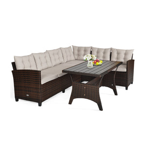 This sofa set provides you with the most comfortable casual experience! Â  The sturdy steel frame makes this set strong enough to be your long-term choice. Exquisite rattan with strong toughness will also give you a good touch. The soft sponge cushion can